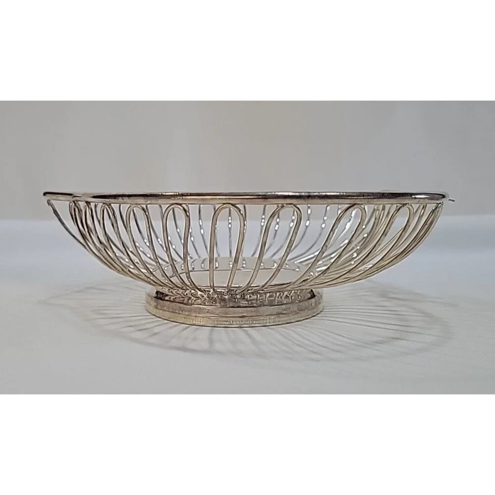 Vintage Silverplate Heart-Shaped Fruit Basket with Leaf Accent